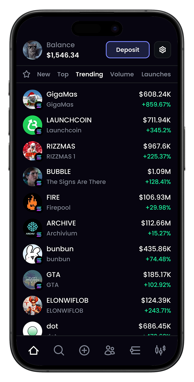 Fumble token trading app preview